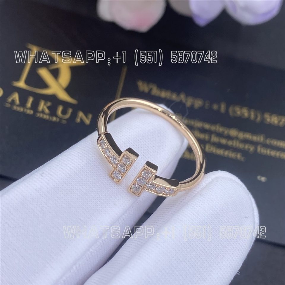 Custom Jewelry Tiffany T Diamond Wire Ring in 18k Rose Gold 60147315