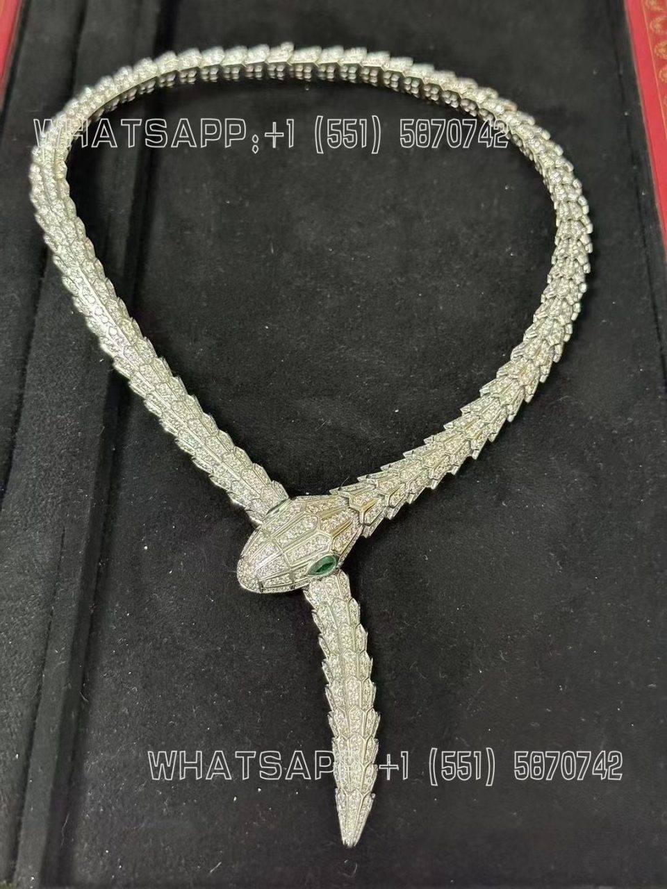 Custom Jewelry Bulgari Serpenti Diamond Necklace Pavé Diamond 261226