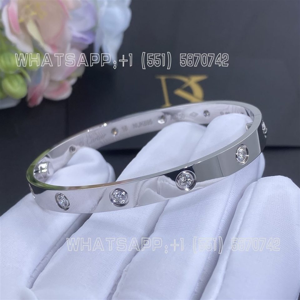 Custom Jewelry Cartier Love Bracelet White Gold and 10 Diamonds B6070417