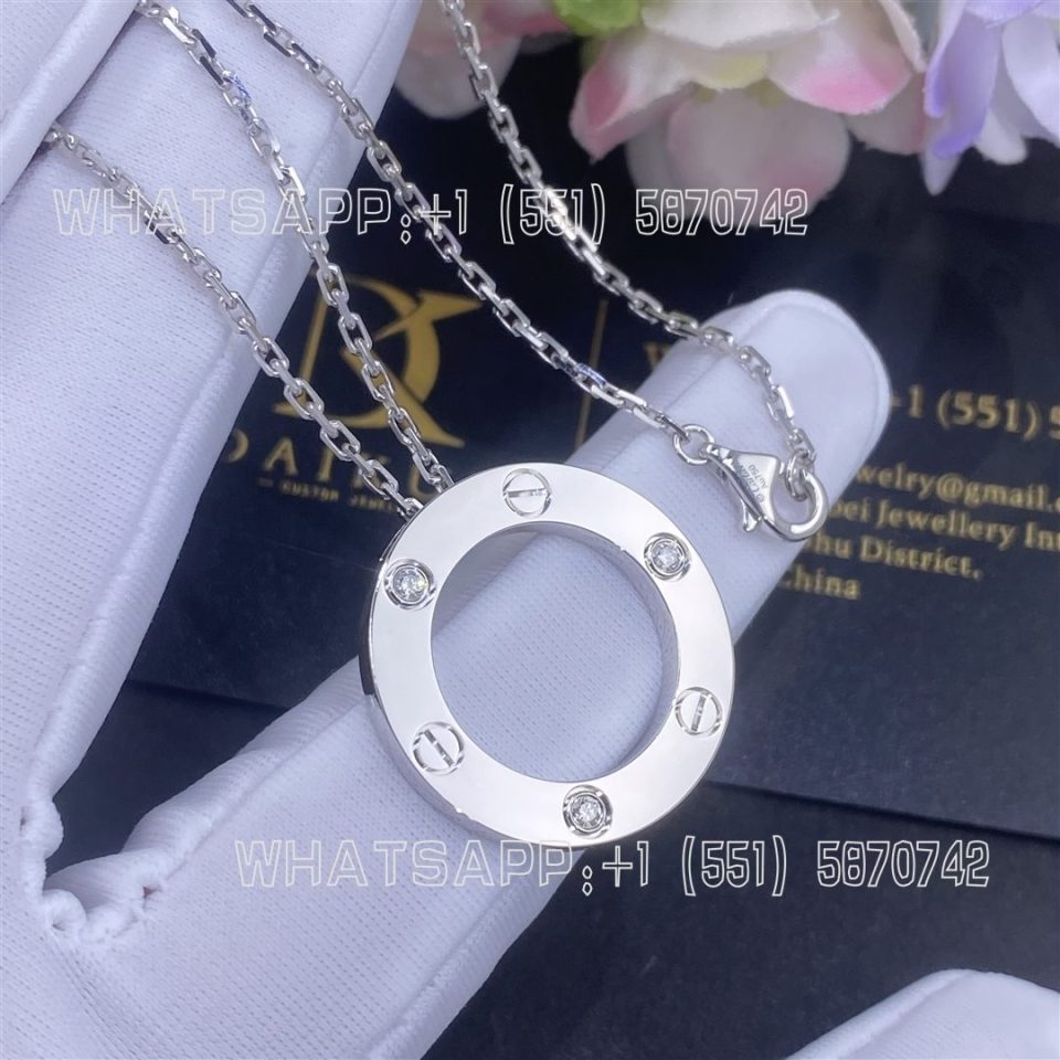 Custom Jewelry Cartier Love Necklace White Gold and 3 Diamonds B7014600