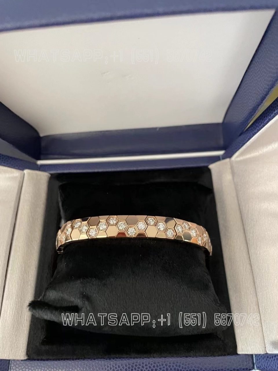 Custom Jewelry Chaumet Bee My Love bracelet Rose gold diamonds 085392