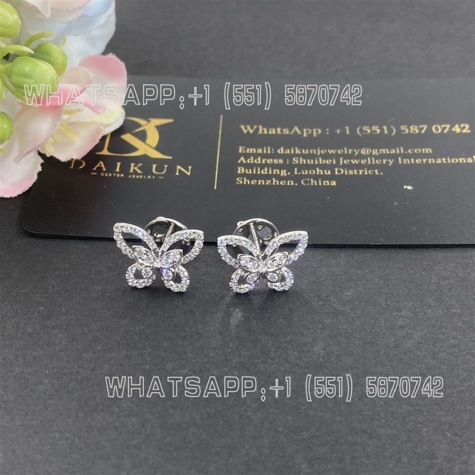 Custom Jewelry Graff Butterfly Silhouette Diamond Mini Stud Earrings RGE1574