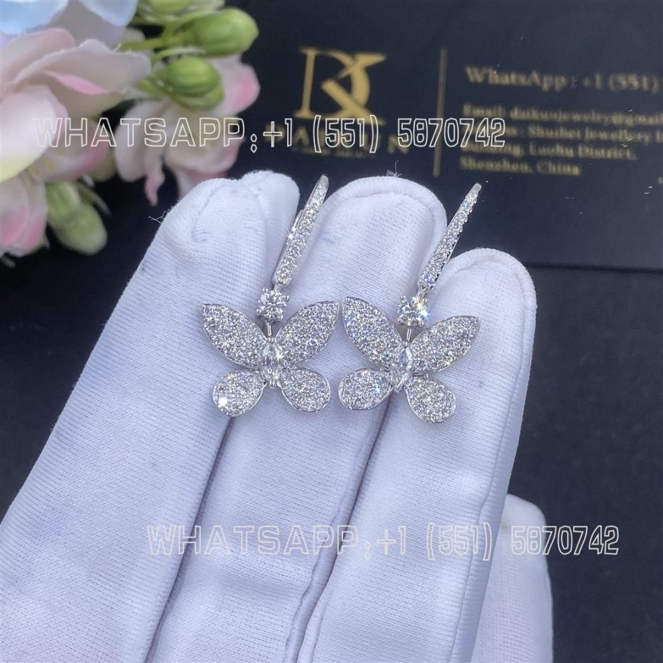 Custom Jewelry Graff Pavé Butterfly Mini Diamond Drop Earrings RGE1167