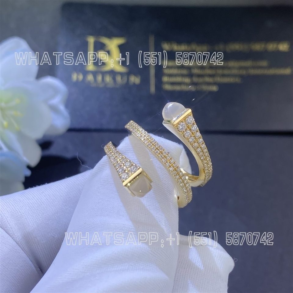 Custom Jewelry Marli Cleo Diamond Twist Ring In Yellow Gold White Moon Stone CLEO-R15