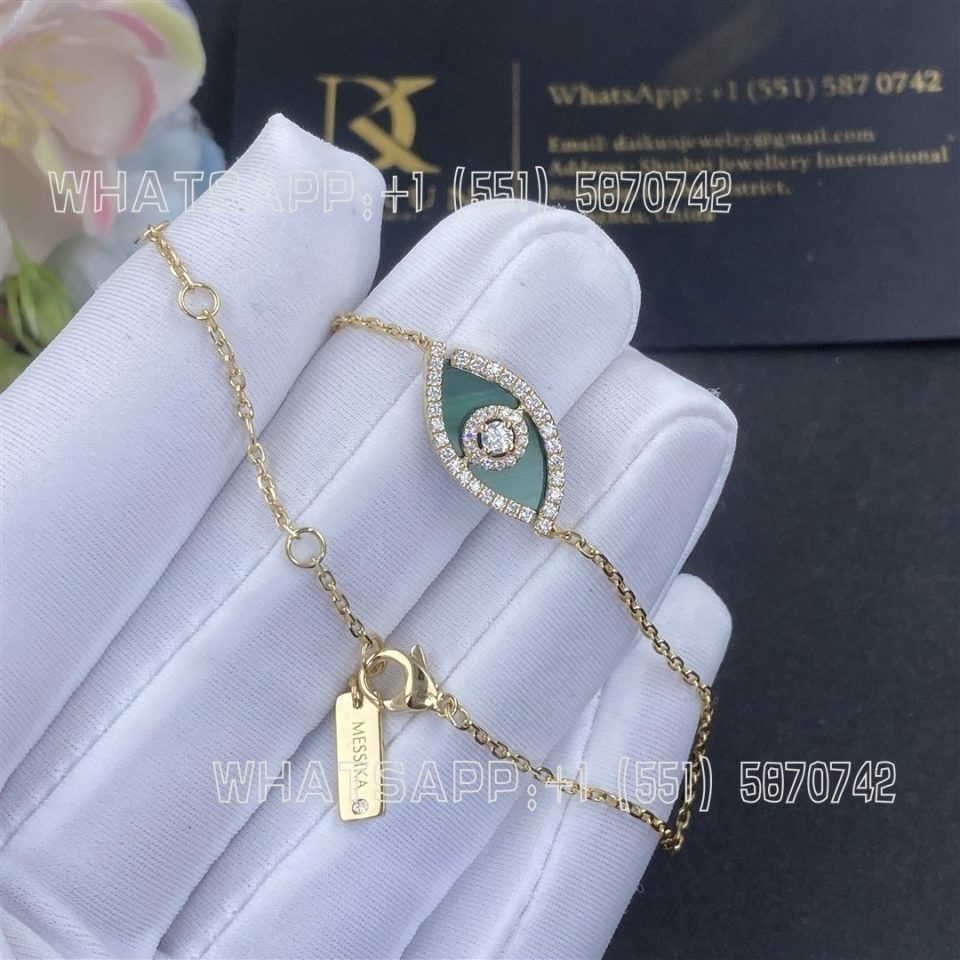 Custom Jewelry Messika Lucky Eye Malachite Yellow Gold For Her Diamond Bracelet 12888-YG