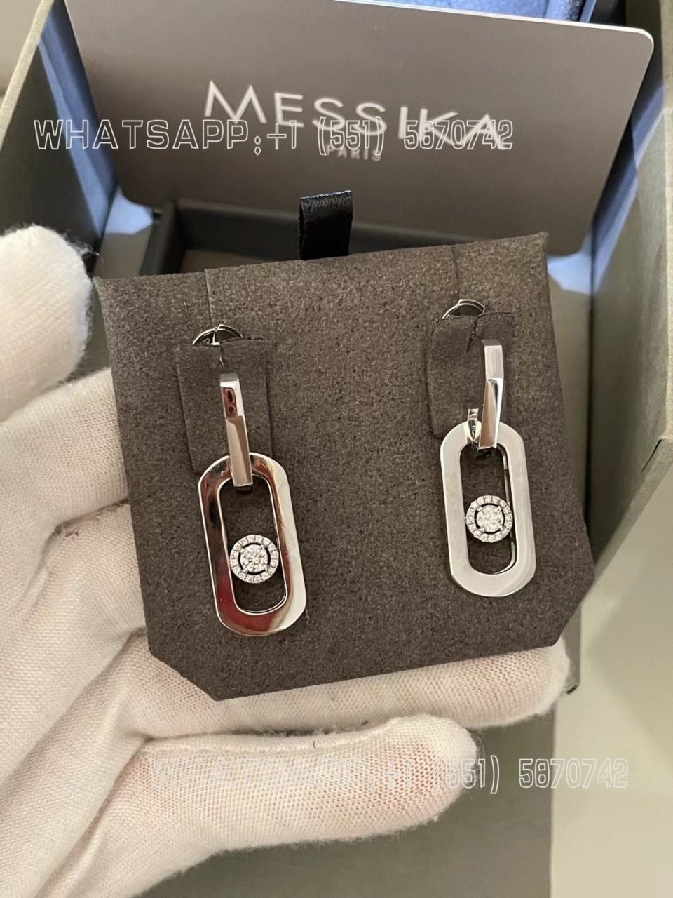 Custom Jewelry Messika So Move XL Pendant Earrings White Gold For Her Diamond Earrings 13132-WG