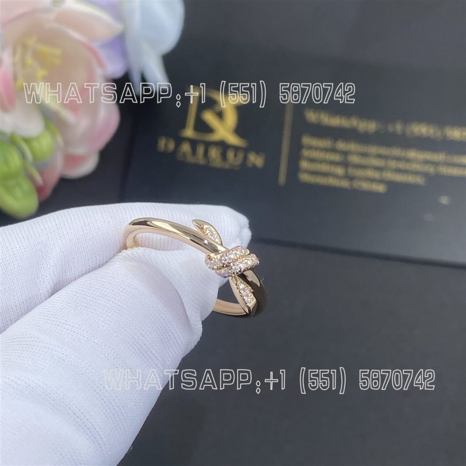 Custom Jewelry Tiffany Knot Ring in Rose Gold with Diamonds 69526411