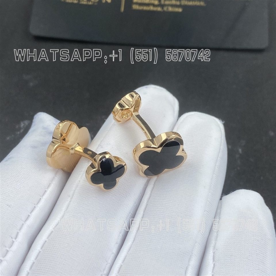 Custom Jewelry Van Cleef & Arpels Alhambra cufflinks 18k rose gold Onyx