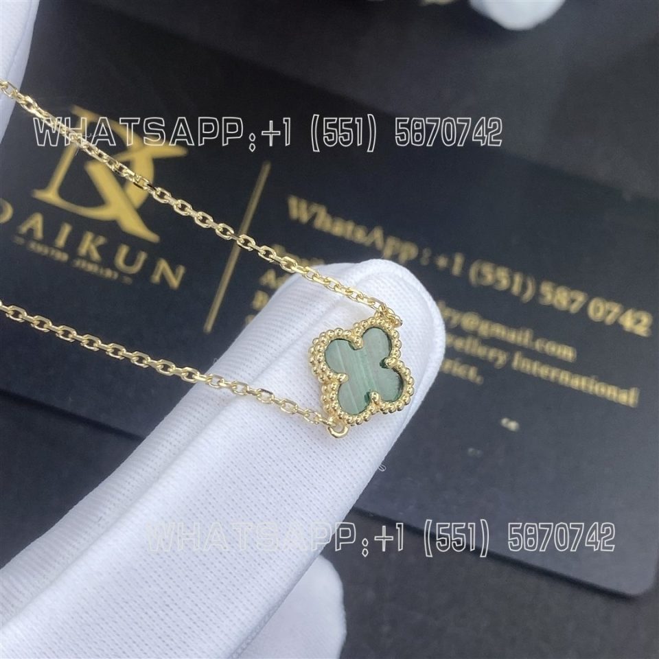 Custom Jewelry Van Cleef & Arpels Sweet Alhambra bracelet 18K yellow gold and Malachite